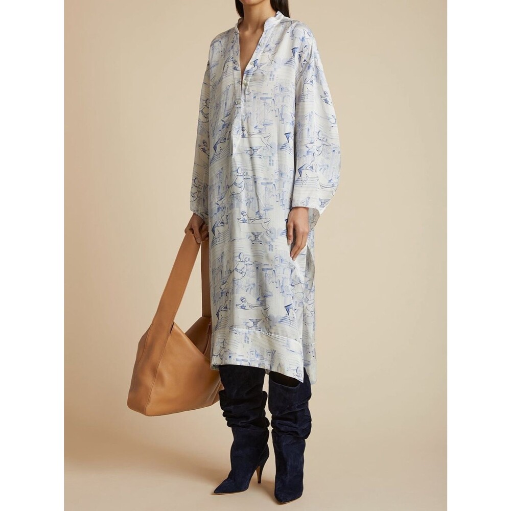 ✨ NWT KHAITE The Brom Dress in Cream Blue ✨